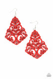Paparazzi - Powers of ZEN - Red Wood Earrings #4076 (D)