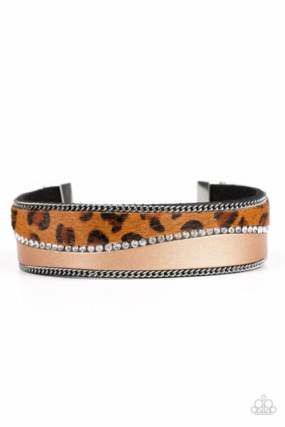Flirtatiously Feline - Brown - Paparazzi Cheetah Clasp Bracelet