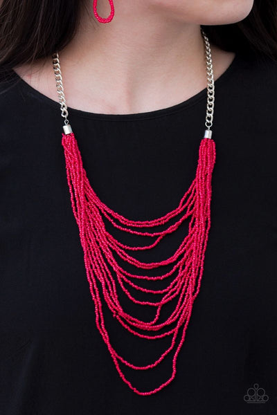 Paparazzi - Bora Bombora - Red Seed Beads Necklace #2720