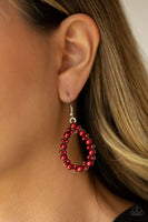 Pearl Spectacular - Red - Paparazzi Earrings #2665 (D)