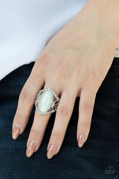 Dew Onto Others - White - Paparazzi Moonstone Ring - Life of the Party