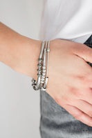 Industrial Instincts - Silver - Paparazzi Stretchy Bracelet