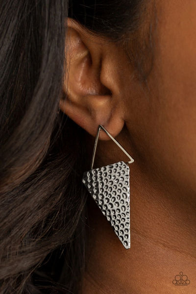 Have A Bite - Silver- Paparazzi Post Earrings