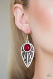Paparazzi "Take A WALKABOUT" - Red Earrings #1761 (D)