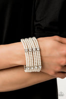 Paparazzi - Get In Line - White stretchy Bracelet Convention 2019 #457