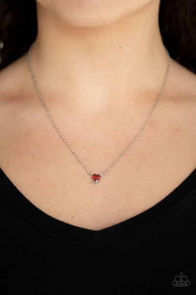 Heartbeat Bling - Red - Paparazzi Heart Necklace