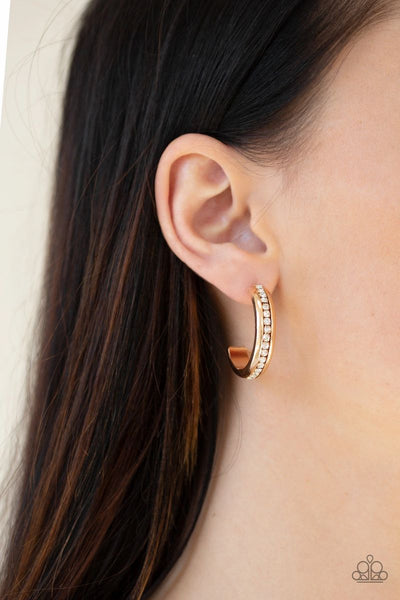 5th Avenue Fashionista - Gold - Paparazzi Gold Hoop Earrings