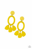 Sparkling Shores - Yellow - Paparazzi Post Acrylic Earrings