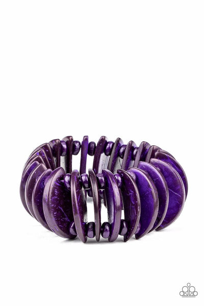 Tropical Tiki Bar - Purple - Paparazzi Wood Stretchy Bracelet