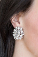 Paparazzi "Serious Star Power" - White Clip-On Earrings #931 (D)