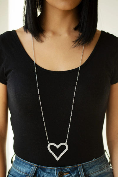 Pull Some HEART-strings - White - Paparazzi Heart Necklace
