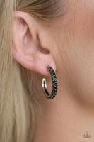 Twinkling Tinseltown - Green - Paparazzi Hoop Earrings