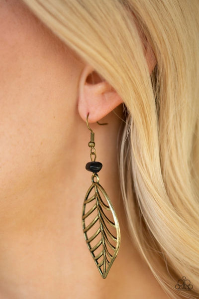 BOUGH Out - Brass - Paparazzi Leaf Earrings