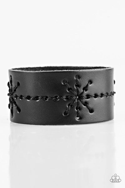 Nautical Nature - Black - Paparazzi Leather Snap Urban Bracelet