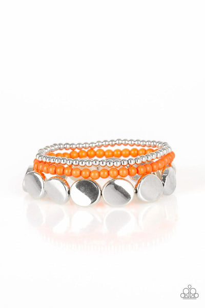 Paparazzi - Beyond The Basics - Orange Stretchy Bracelet #1564 (D)