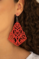 Paparazzi - Powers of ZEN - Red Wood Earrings #4076 (D)