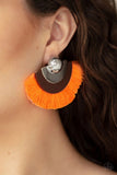 Fan The FLAMBOYANCE - Orange - Paparazzi Post Earrings #4732