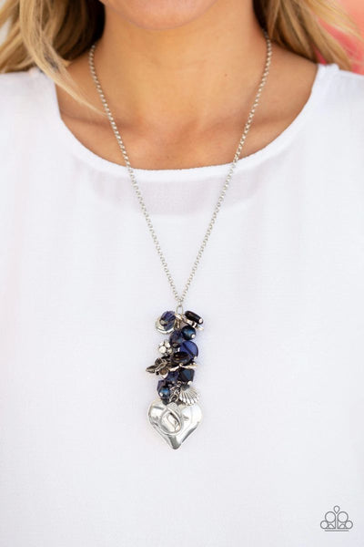 Beach Buzz - Blue - Paparazzi Heart Butterfly Lanyard Necklace