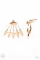 Radically Rebel - Gold - Paparazzi Double Post Jacket Earring #4247 (D)