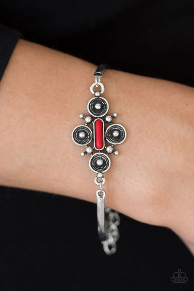 Mesa Flower - Red - Paparazzi Clasp Bracelet #1980