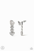 Heartthrob Twinkle - White - Paparazzi Double Post Heart Earrings