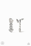 Heartthrob Twinkle - White - Paparazzi Double Post Heart Earrings