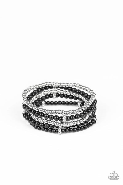 Paparazzi - Fiercely Frosted - Black Stretchy Bracelet