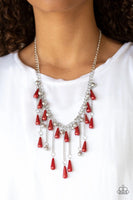 Fleur de Fringe - Red - Paparazzi Necklace