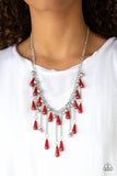 Fleur de Fringe - Red - Paparazzi Necklace