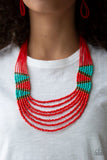 Paparazzi - Kickin It Outback - Red Seed Bead Necklace