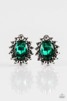 Gala Glamour - Green - Paparazzi Clip-On Earrings
