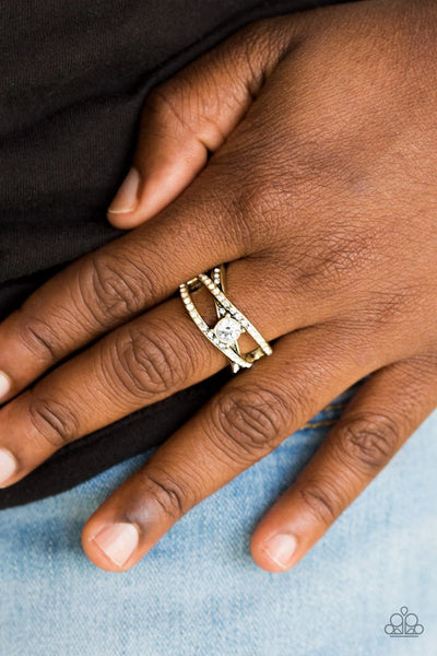 Prepare To Be Dazzled! - Brass - Paparazzi Ring #4309