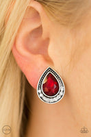 Paparazzi - Radiantly Ravishing - Red Clip-On Earring #4113 (D)