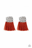Plume Bloom - Orange - Paparazzi Post Tassel Fringe Earrings