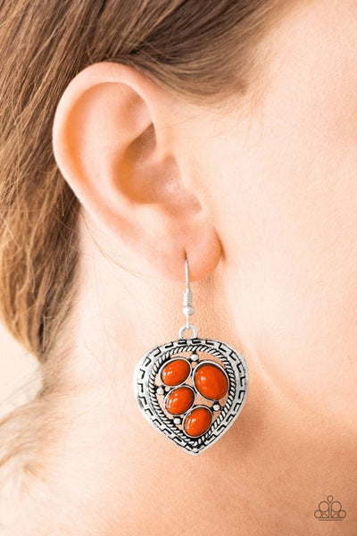 Wild Heart Wonder - Orange - Paparazzi Earrings #4854 (D)