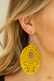 Mandala Mambo - Yellow - Paparazzi Wood Earrings