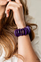 Tropical Tiki Bar - Purple - Paparazzi Wood Stretchy Bracelet