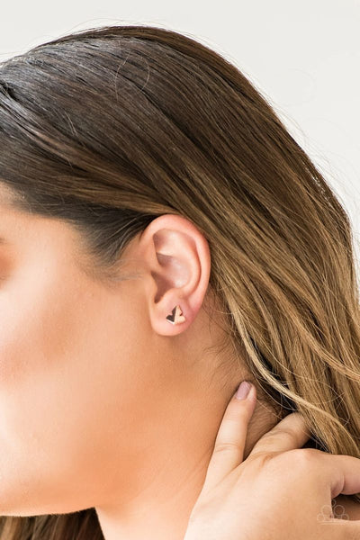 Fire Drill - Rose Gold - Paparazzi Post Earrings