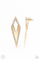 Point-BANK - Gold - Paparazzi Double Post Earrings #1381 (D)