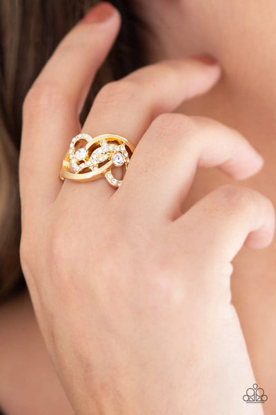 Have The World On A HEART-String - Gold - Paparazzi Heart Ring