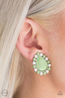 So Spring Season - Green - Paparazzi Clip-On Earrings