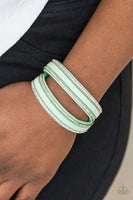 Paparazzi - Going For Glam - Green Double Wrap Snap Bracelet