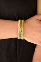 Paparazzi - Mega Glam - Yellow Snap Bracelet