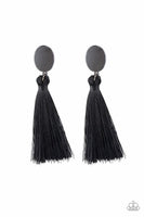 Va Va PLUME - Black - Paparazzi Tassel Earrings