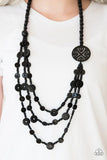 Jungle Jive - Black - Paparazzi Wood Necklace