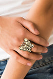 Sky High Butterfly - Brass - Paparazzi Butterfly Ring
