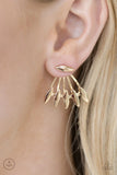 Radically Rebel - Gold - Paparazzi Double Post Jacket Earring #4247 (D)