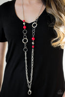 Paparazzi - Modern Motley - Red Lanyard Necklace #1969 (D)