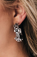 Garden County - Silver -Paparazzi Earrings Hoops Flowers Fashion Fix #2692