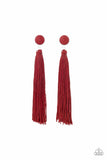Paparazzi - Tightrope Tassel - Red Tassel Earrings #3019 (D)